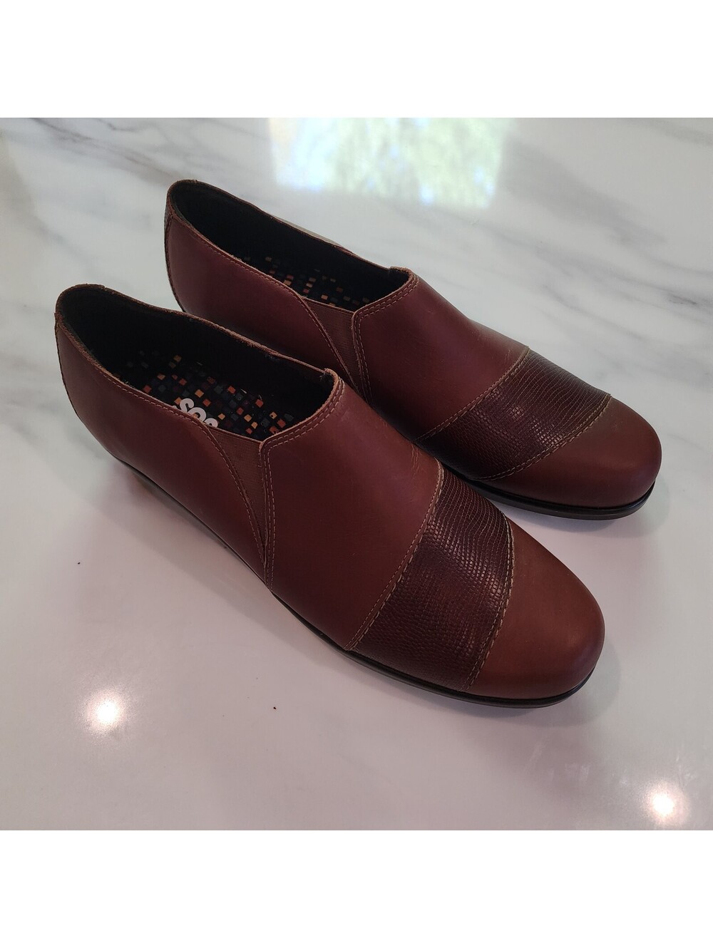 NEW SAS Brown Leather Slip On Wedge Shoes Women’s 11.5 Narrow